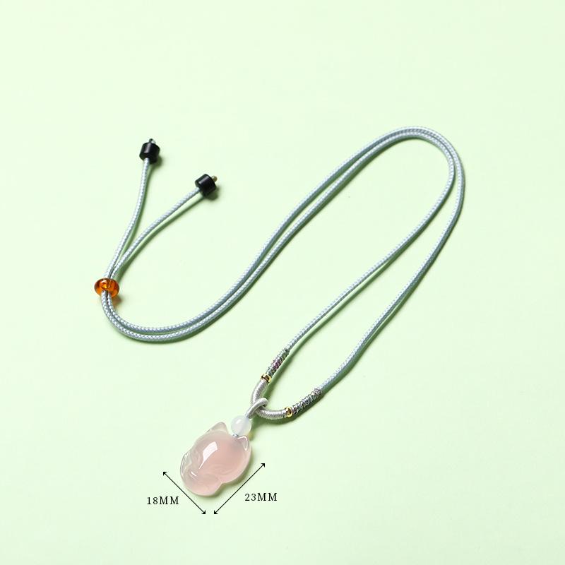 Natural White Agate Pendant Necklace: Chinese Hanfu Style Fortune & Wealth Accessory