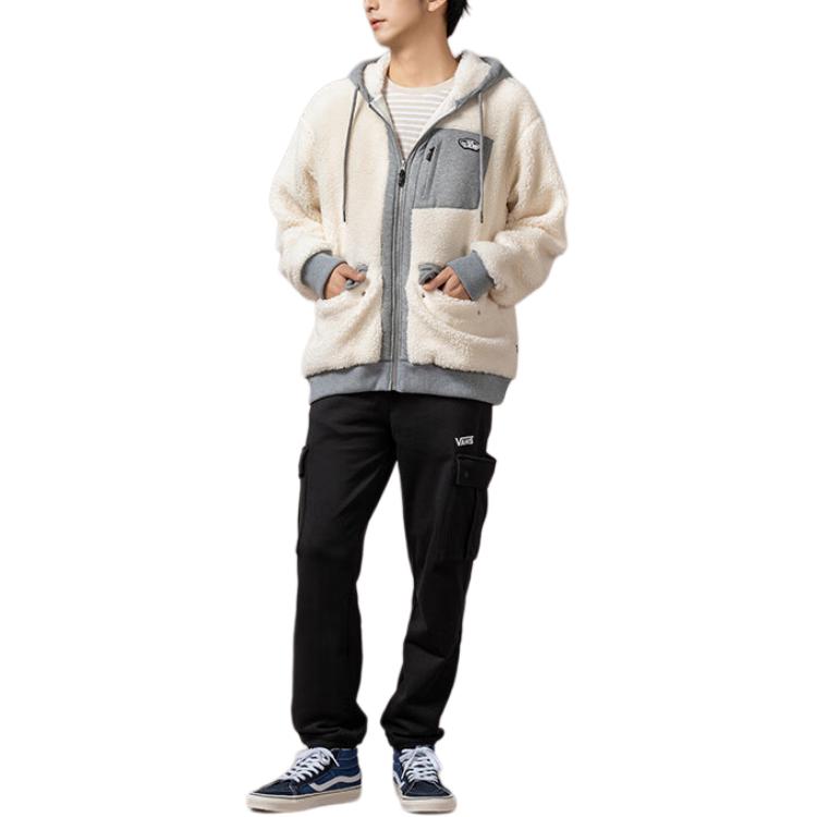 Vans Patchwork Retro Zip Hoodie Jacket Men Tops Off-White VN000FBX3KS