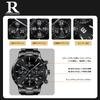 Men's Multi-Function Chronograph Watch with Stainless Steel Bracelet, 3 ATM Water Resistance, Date Display, Stylish and Simple Quartz Movement,