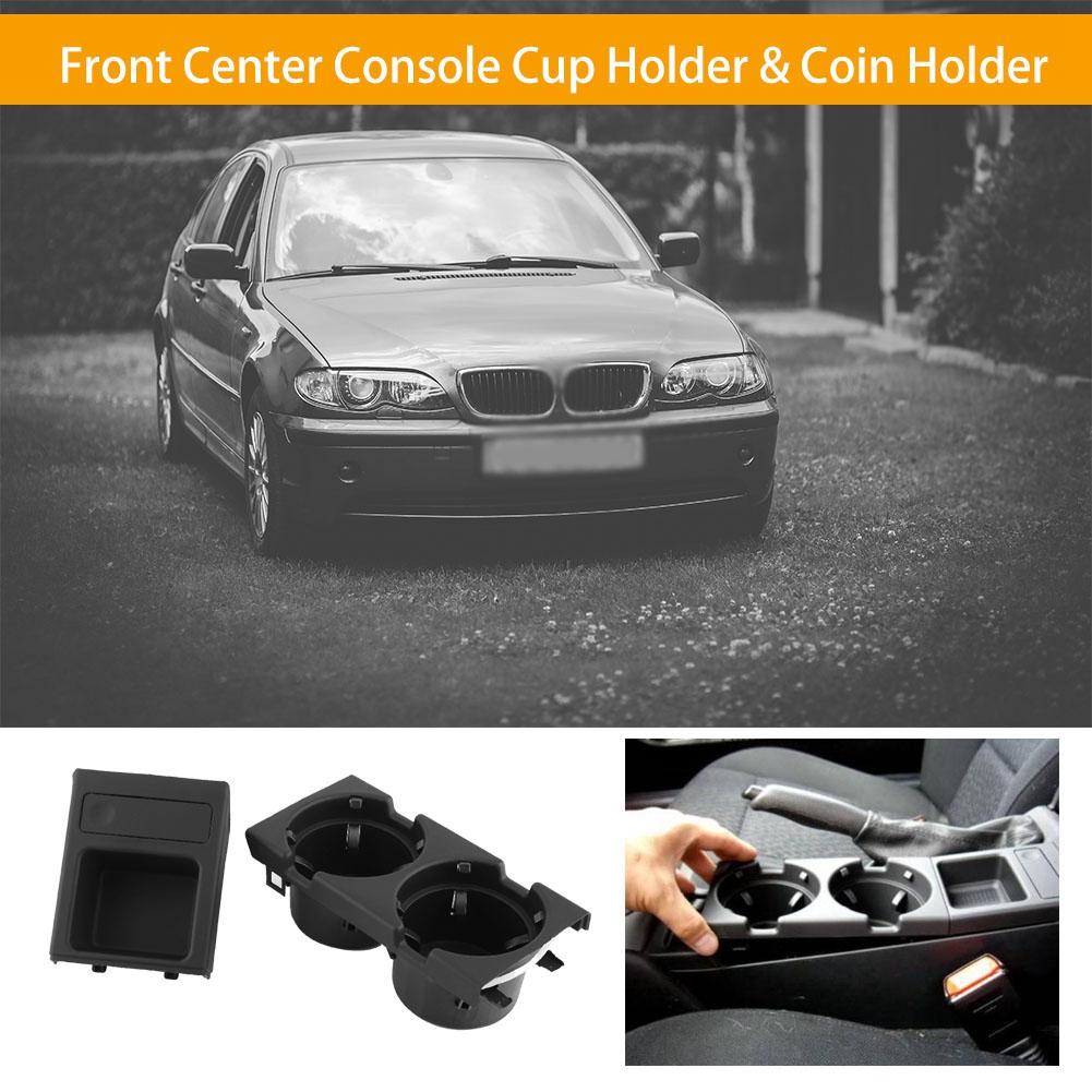Car Interior Front Center Console Cup Holder Coin Holder for BMW E46 1998 2004 Black
