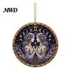 Durable Acrylic Decor 2D Flat Pearl Painting Ornament, Double Sided Zodiac Theme Hanging Gem Valentine Day Gift Art Craft, Rhinestone Beads