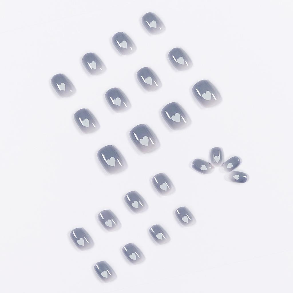 Blau-grauer Farbverlauf Liebe Maniküre tragen künstliche Nägel Maniküre-Patch Nagel-Patch weicher Nagel abnehmbar