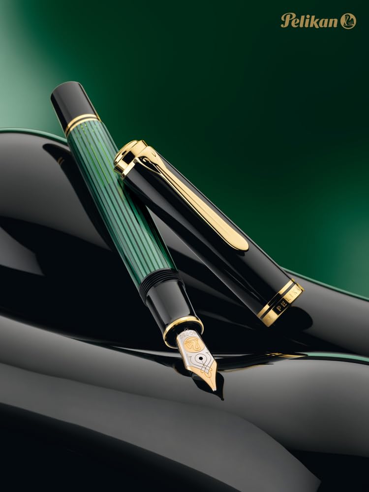Pelikan M1000 Green Stripe Fountain EF Extra Fine Officially Imported Souverän Pen, Nib,