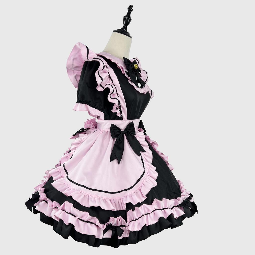 Costume da Maid Lolita Giapponese con Orecchie da Gatto per Cosplay Anime e Outfit da Ragazza Dolce