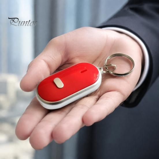 Whistle Activated Key Finder Finder, Portable Anti-Lost Device with Red LED Sound Light, Mini Locator Keychain for Car Keys, Bags, Wallets Wireless