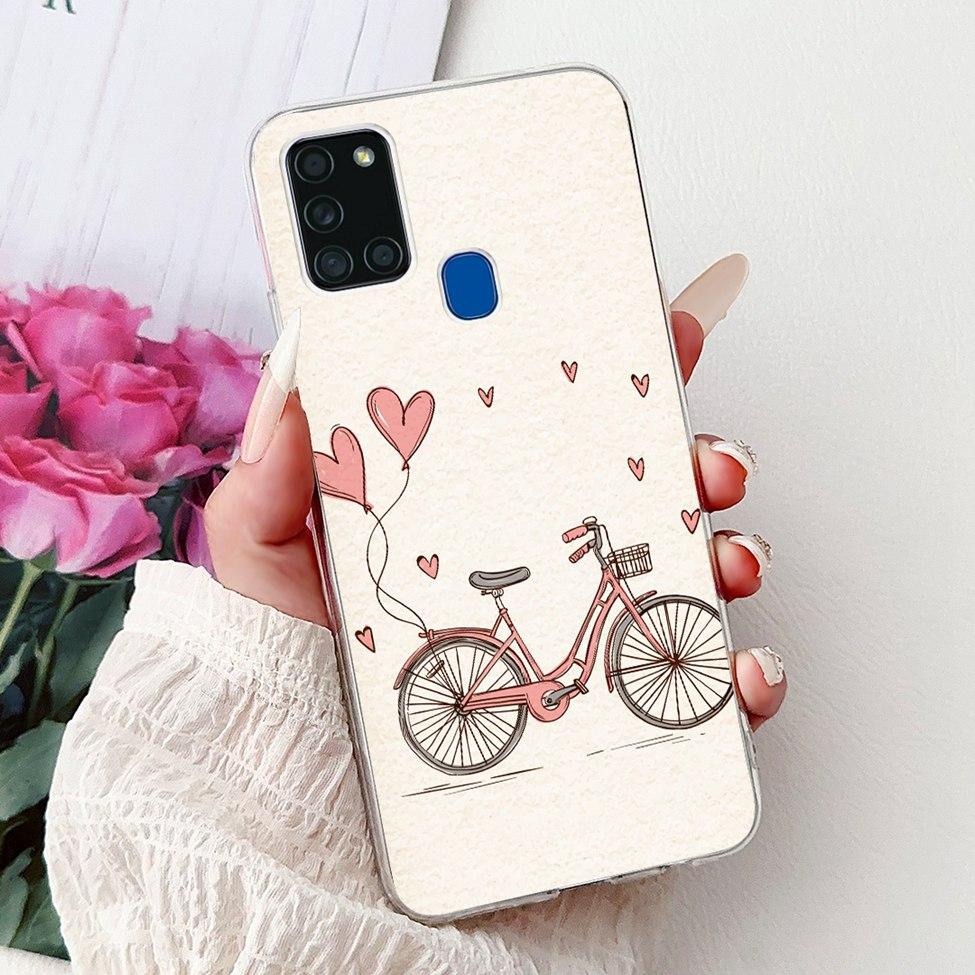 

Clear For Samsung A21s SM-A217F SM-A217M Cover For Samsung Galaxy A21s Case Cute Luxury Butterfly Love Flowers Cool Painted Samsung A21s