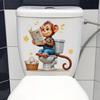 3D Funny Cartoon Monkey Reading Newspaper Toilet Wall Sticker Self-Adhesive Waterproof Removable Bathroom Home Decor Art