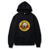 Kapuzenpullover für Damen und Herren mit Pistolen- und Rosen-Aufdrucken, Baumwollpullover für Hard Rock Bands, Hip-Hop Kostüme