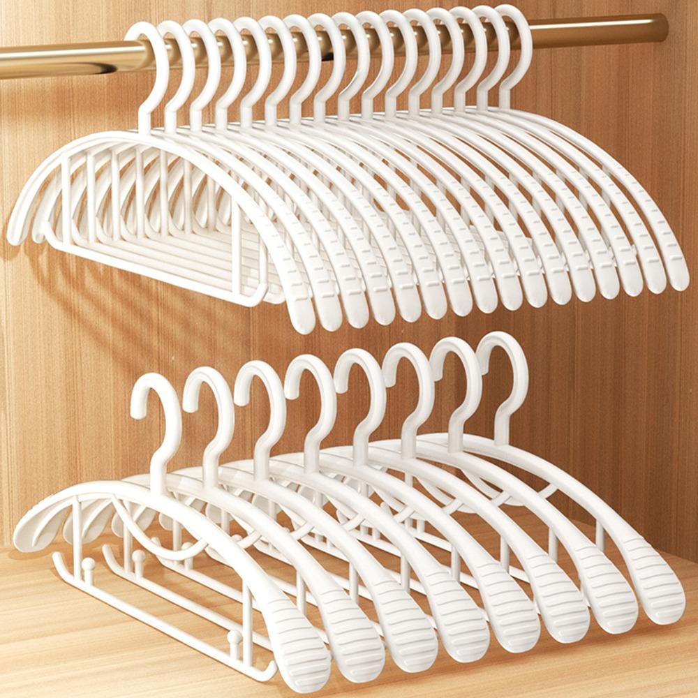 5 Pcs/Set Plastic Non-slip Clothes Hanger Wide Shoulder Adult Size Plastic Clothes Hanger Thickened Clothes Drying Rack