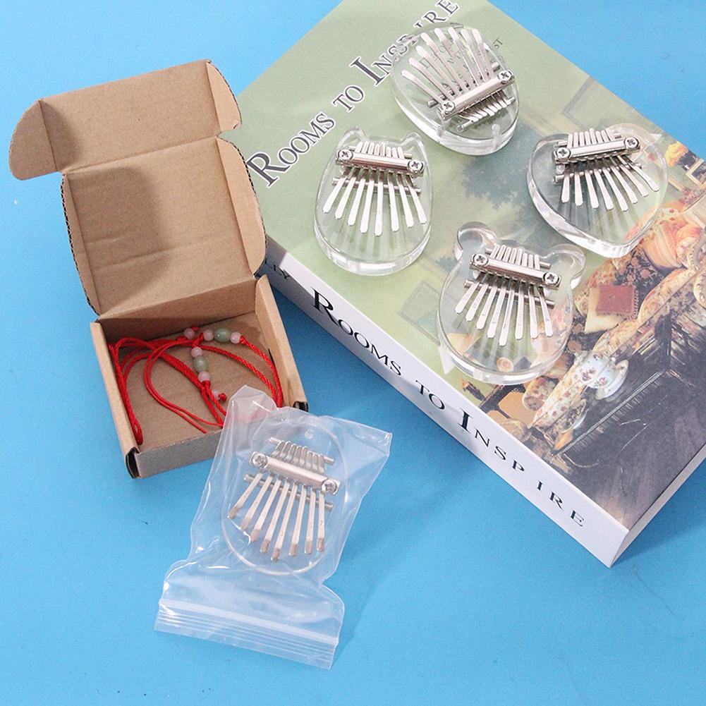 Mini Crystal Finger Piano Acrylic 8-tone Kalimba Thumb Piano Cute Christmas Music Gifts Keyboard Instrument for Children Trainer