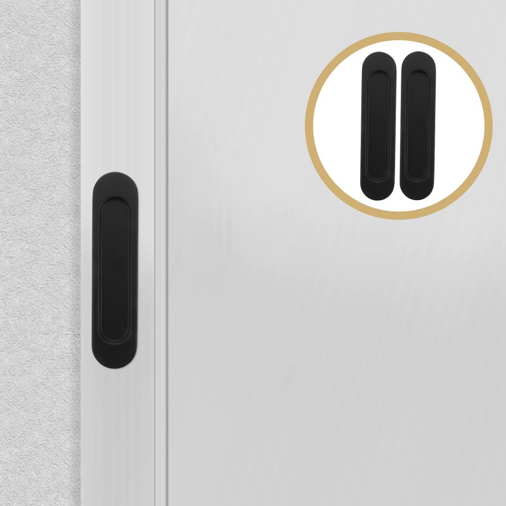 2 Stück Ovale Schiebetürgriffe Aluminiumlegierung Schiebetürgriff Ovale Griffe Schrank Scheunentürgriffe Glas Schwarze Knöpfe Türknauf