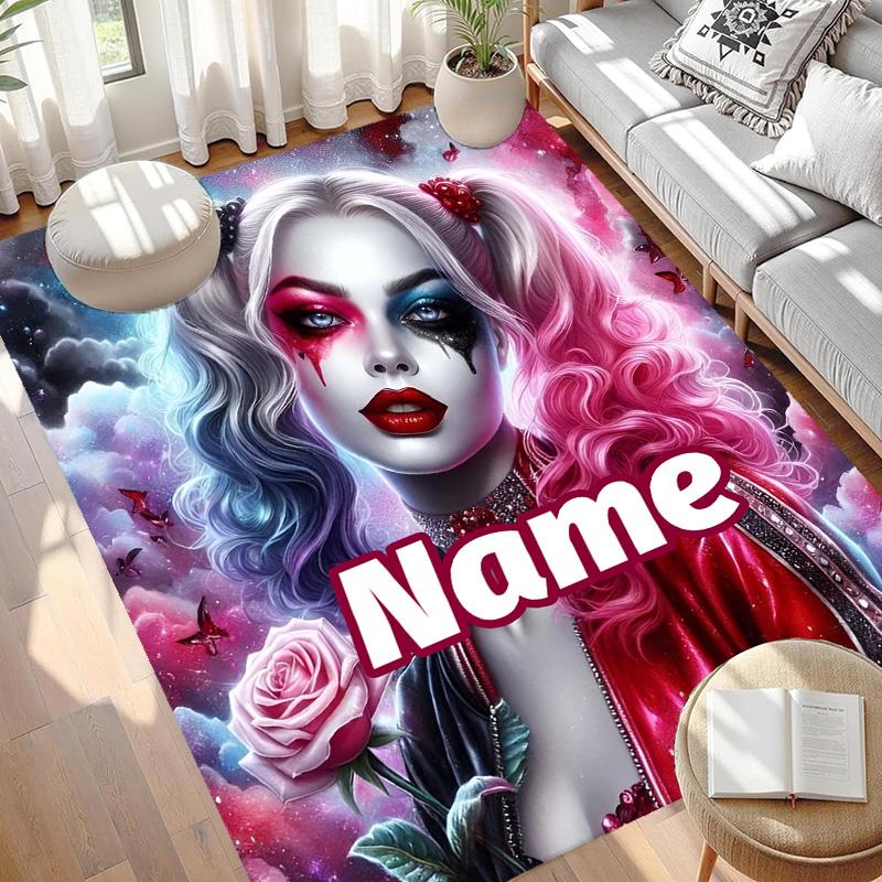 Custom Name Personalized Superhero Print Carpet, Versatile Home Decor Rug, for Playroom, Apartment, Balcony, Entryway, Hallway Gift