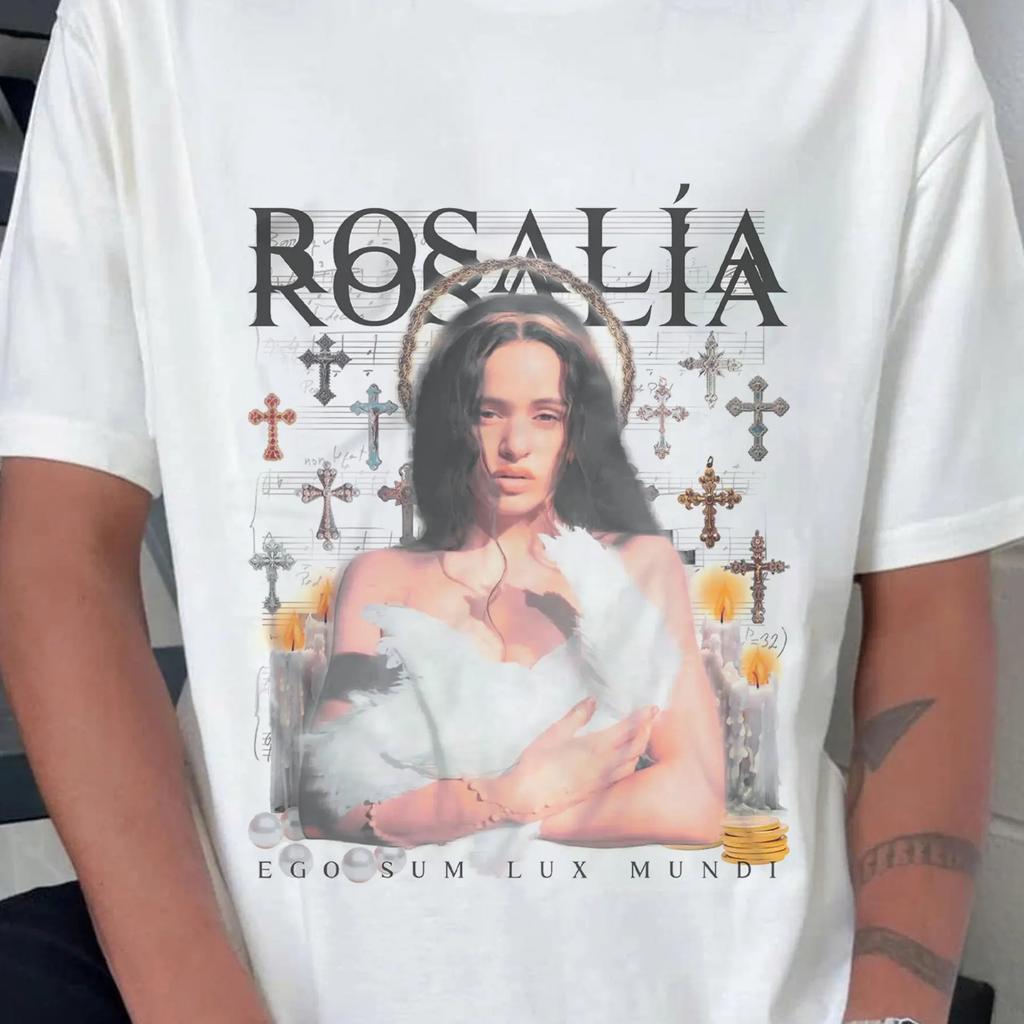 Rosalía Rosalia LUX album trasa 2026 grafika 100% Bawełna unisex koszulka Y2k Styl Hip hop Lato Męska Koszulka z krótkim rękawem prezent dla fana