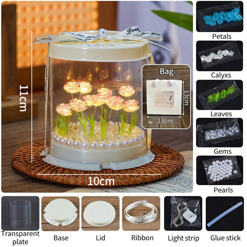 Diy Flower Lamp Ornament Table Lamp Decoraitons Handmade Crafts Gifts Desk Accessories Mother'S Day Children'S Day Gifts