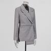 2024 Winter Retro Striped Stitching Suit Jacket for Women: European & American Style