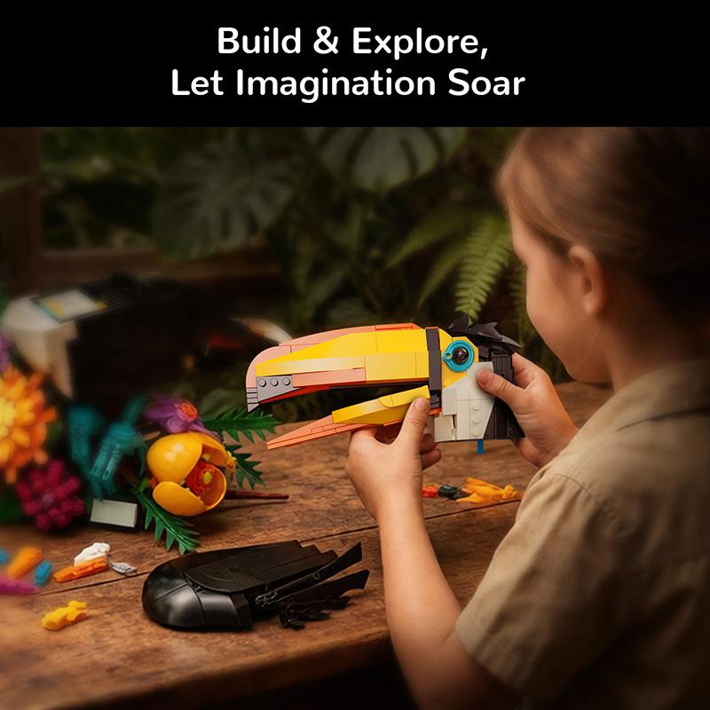 Toucan Bird Building Blocks Animal Kit Model DIY Brick Creative Assembly Toy Decor Gifts for Kids Adults 1068pcs MOC Blocks Sets
