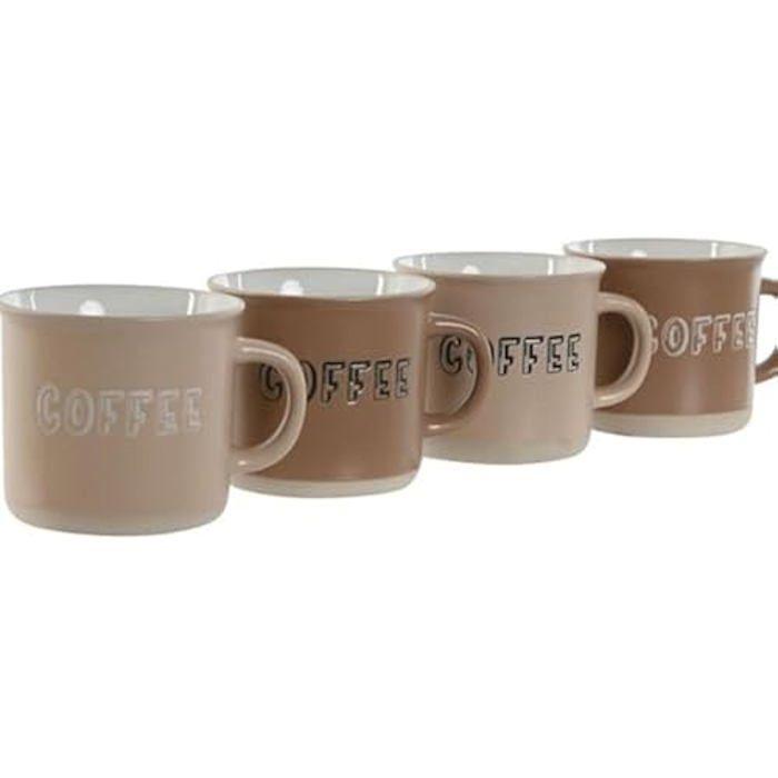 Ensemble de tasses à café - HOME ESPRIT - Marron - Grès - 4 pièces - 180 ml