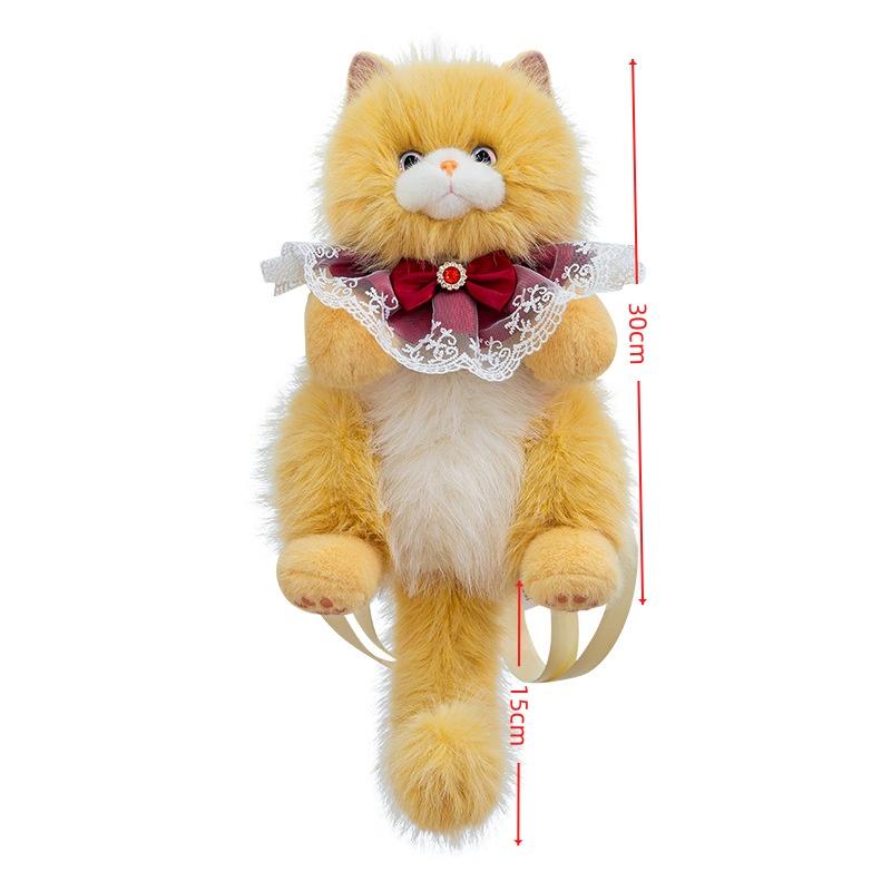 1Pcs Women Bow Cat Plush Bags Cute Realistic Ragdoll Backpacks Small Capacity Daypacks Lolita Personalized Gifts For Girls