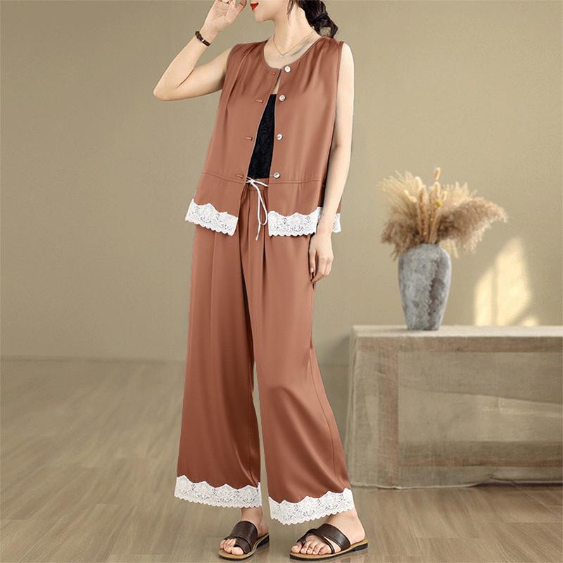 ZANZEA Women Sleeveless Vest Tops and Pants Summer Two Piece Suit Sets