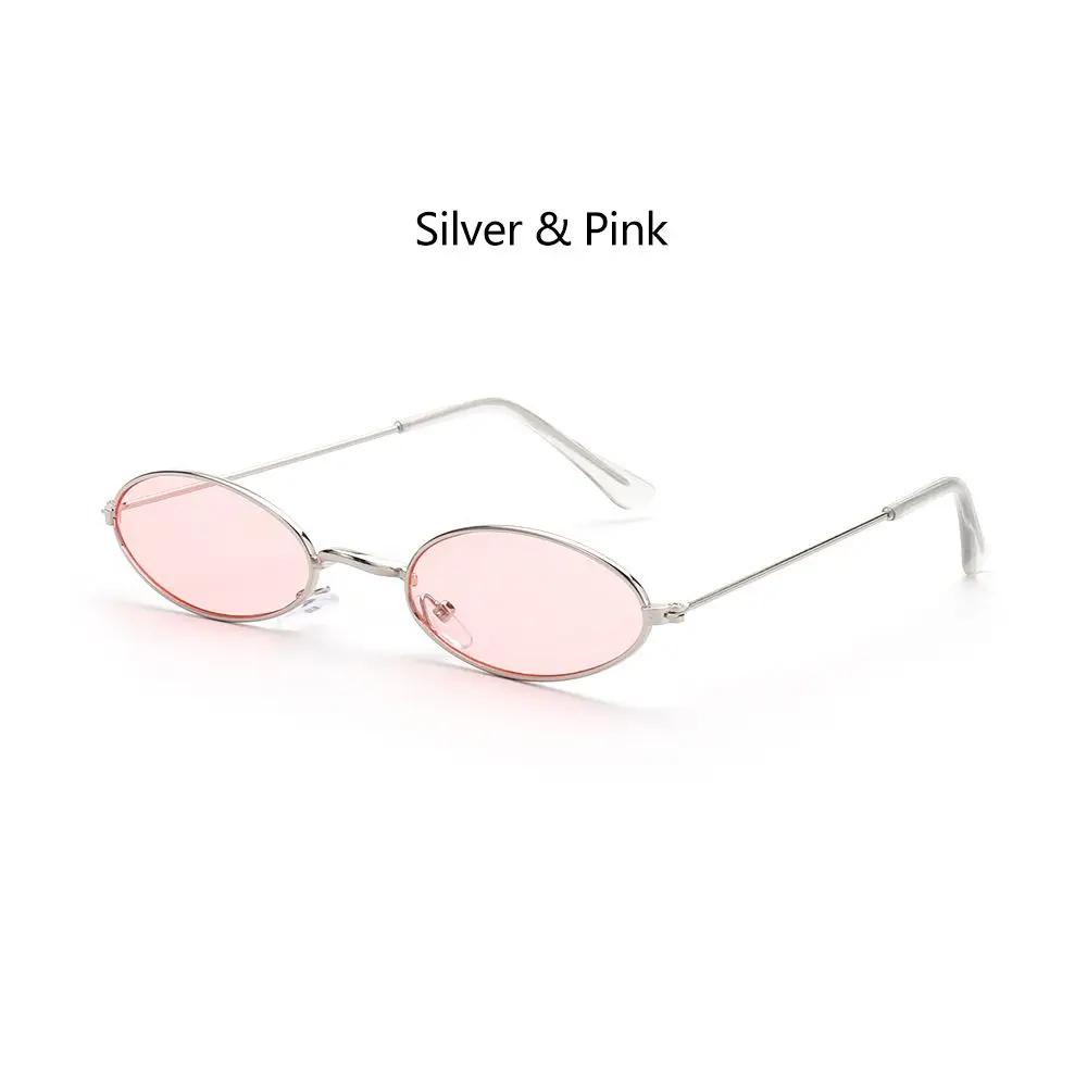 Retro Small Frame Oval Sunglasses Vintage Metal Colorful Shades Sun Glasses For Men Women Fashion Brand Design Female Eyeglasses