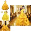 Elegant Fairytale Beauty And The Beast Princess Belle Cosplay Costume Dress For Women
