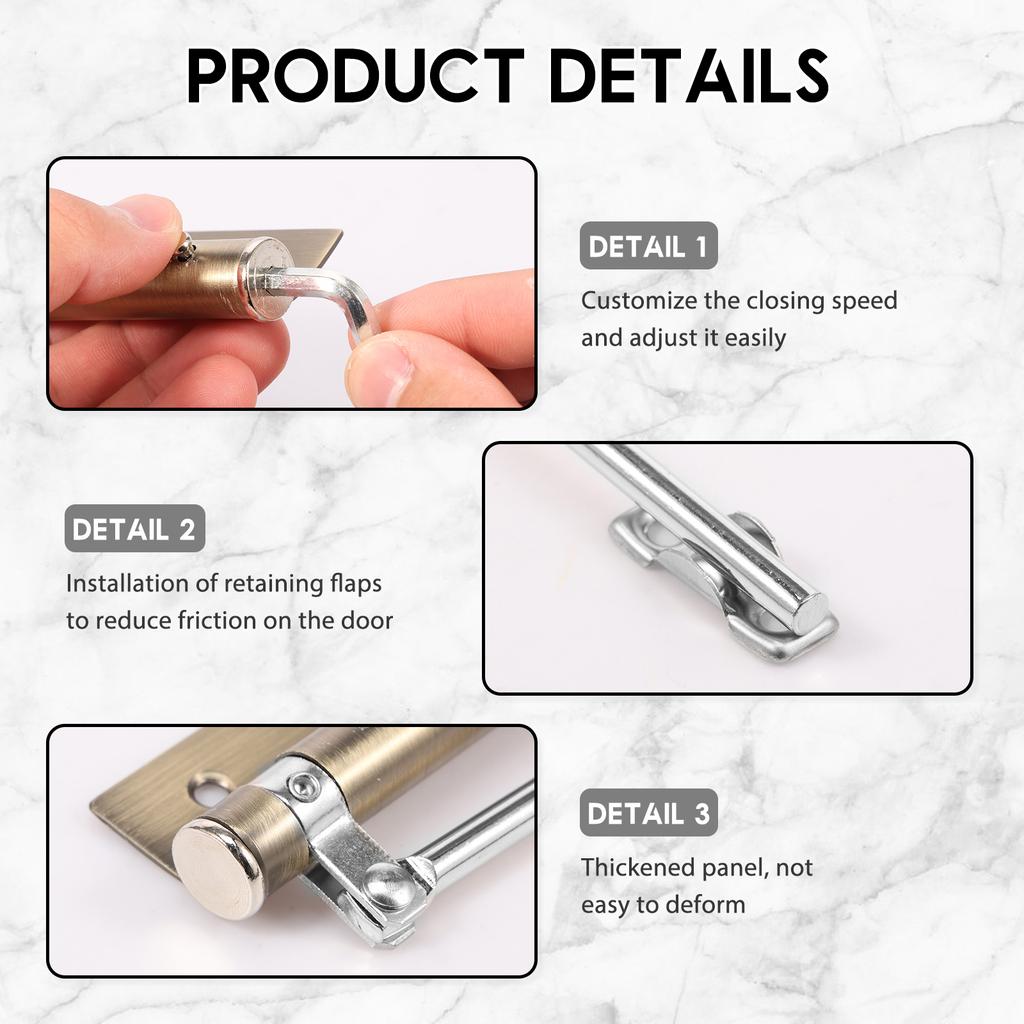 2 Stück Edelstahl Automatischer Türschließer 4 Einstellbare Schließgeschwindigkeiten Tür Selbstschließendes Scharnier Vielseitig für Heim- & Gewerbenutzung