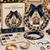 1 Set Funkelndes DIY Bastel-Weihnachtskranz-Set Material Selbstklebender Perlenkranz Perlen-Perlenkranz-Set Türdekoration