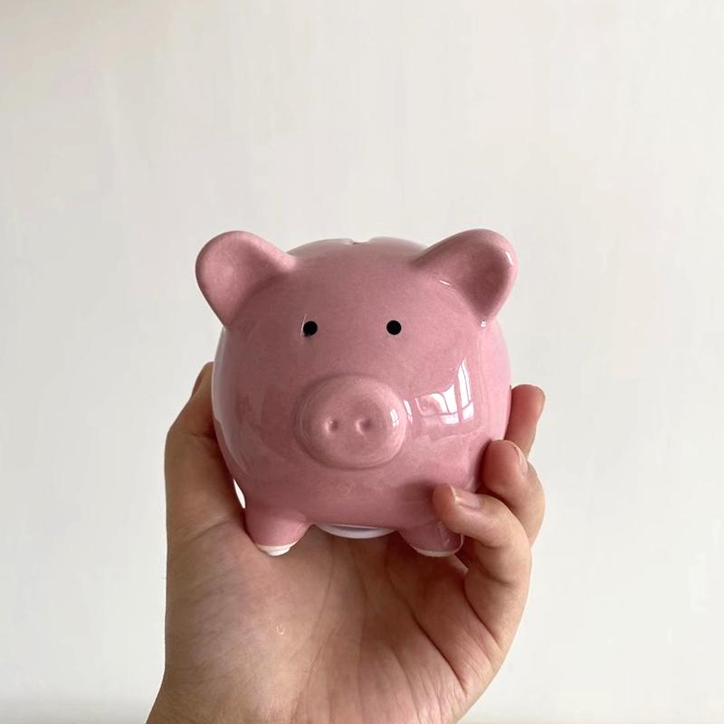 Creative Pig Piggy Bank Ceramics Deposit Jar Saving Box Coin Cash Saving Box for Kids Desk Ornament Accessorie Birthday Gifts