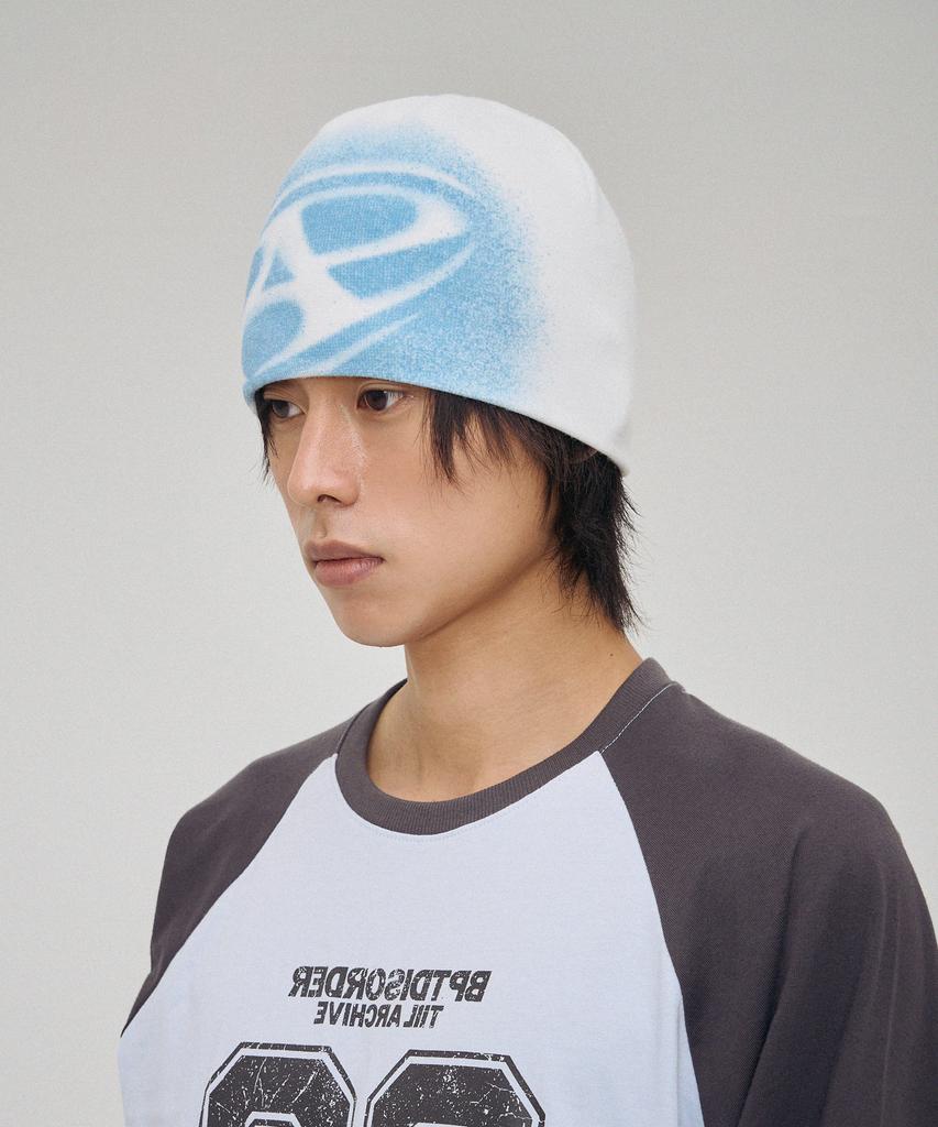 Bipitudiseuodeo Big Logo Spray Beanie White Blue