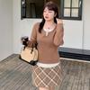 Plus Size Women's Casual Fake Two Piece Bottom Knit Sweater