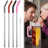 4Pcs Long Metal Straw with Silicone Tips Cleaning Brush Stainless Steel Drinking Straw with Covers for Stanley 40oz Tumbler