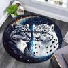 Snow Leopard Round Area Rug,Carpet Rug for Living Room Bedroom Sofa Playroom Decor,Non-slip Floor Mat