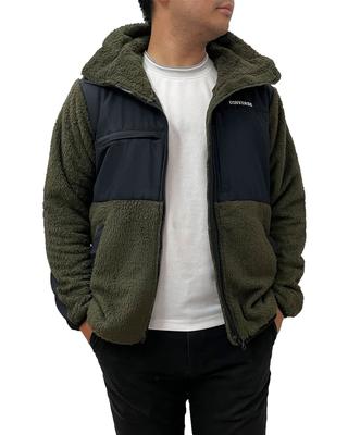 Converse Converse Stand Collar Shaggy Boa LL Men's Jacket, M, L, (JP, Alphabet, L, Khaki)