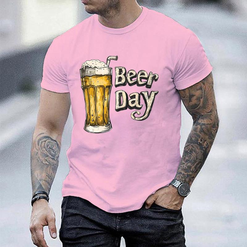 Unisex Crew Neck Beer Day Beer Mug Art Graphic Short Sleeve Cotton Tee Casual Summer Streetwear Loose Basic Daily Outdoor Wear Top