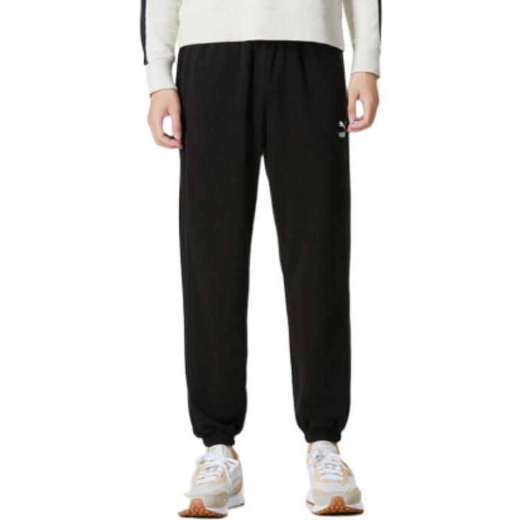 Men's Pants PUMA Knitted Sweatpants Men's Black Moderate Cuffed Pants