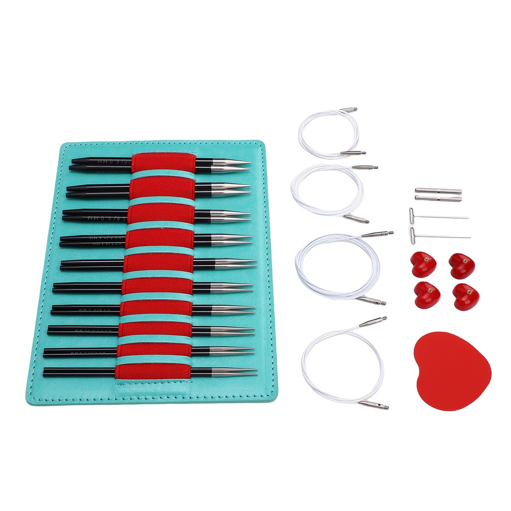10 Pairs Circular Knitting Needle Set 2.75-6mm 12cm Length Interchangeable Knitting Needle with 40cm 60cm 80cm 100cm Cables