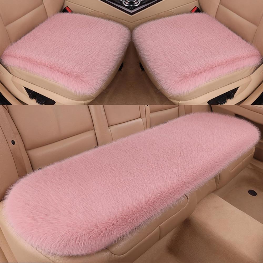 3PCS Winter Car Seat Cover Faux Fur Front Rear Seat Covers Car Seat Cushion Set  Auto Accessories