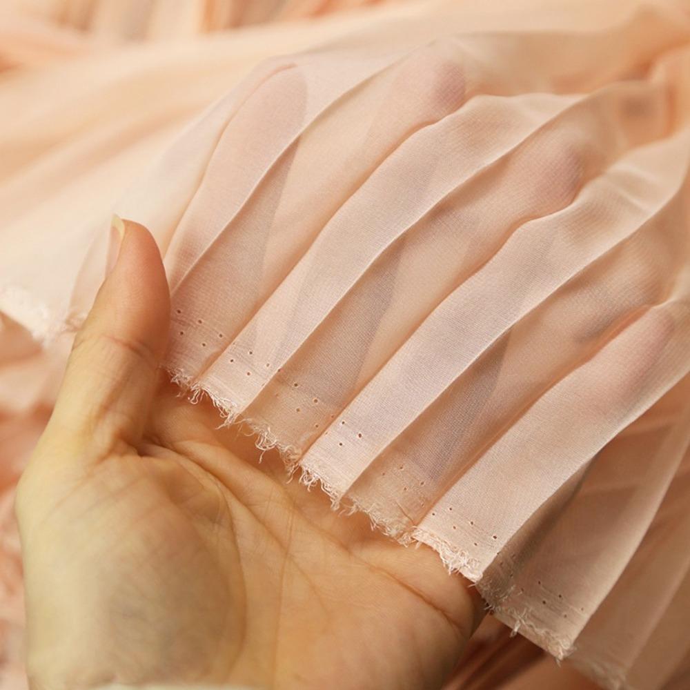 Light Chiffon Wrinkled Cloth Fabric 1 Yard DIY Material New Pleated Organza Fabric  Cloth Sewing