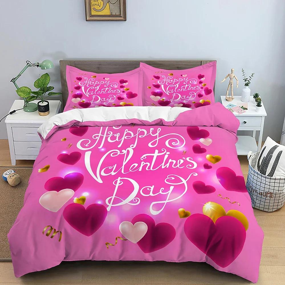 

3D Love Heart Valentines Gift Comfortable Duvet Quilt Cover Pillowcase Bedding Set Children Bedroom Decoration Home Textile 70x133cm 2pcs