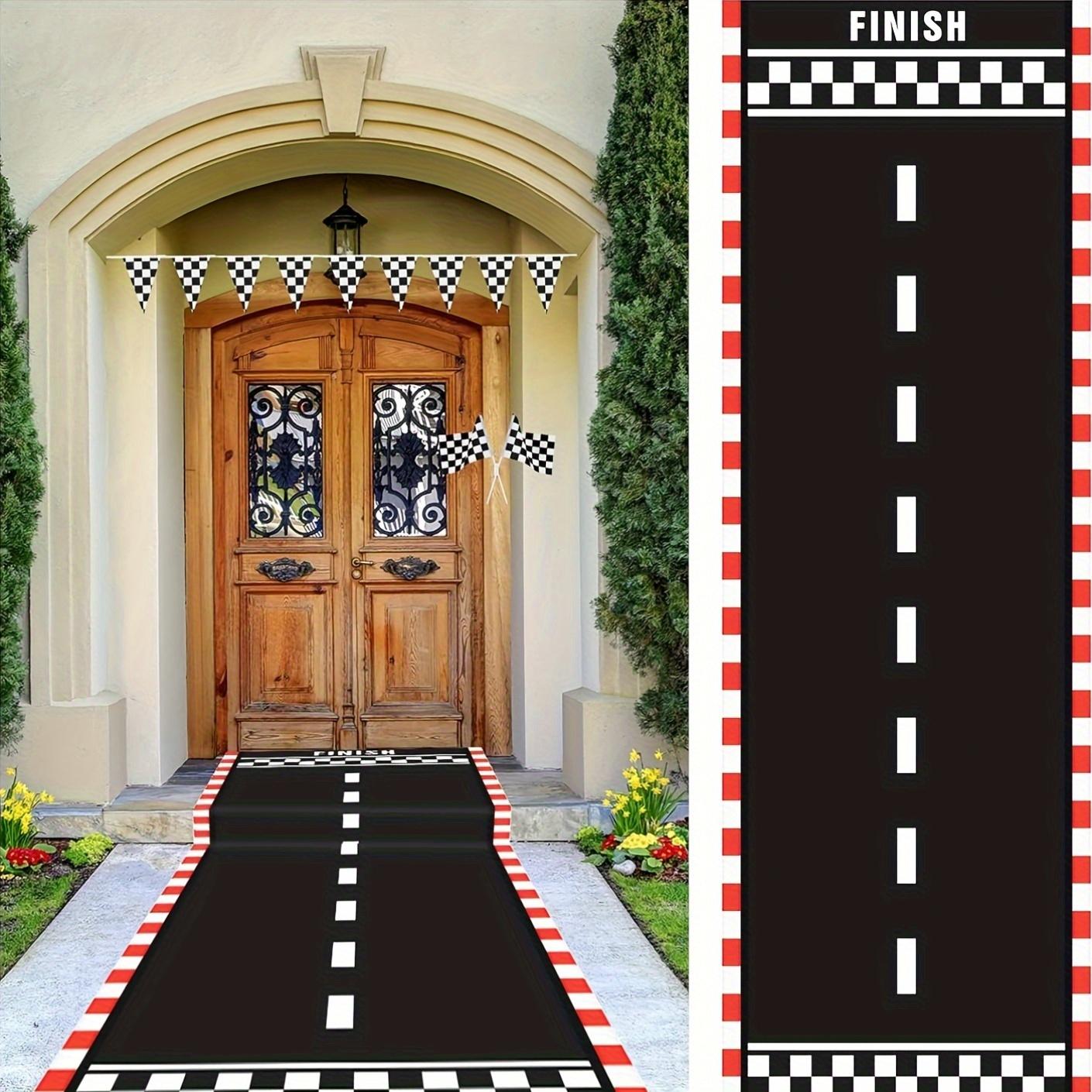 

VIKAMA Racing Track Floor Mat Black and White Chequered Indoor/Outdoor Carpet Children s Birthday Racing Party Decoration 60x300cm 24x118inch