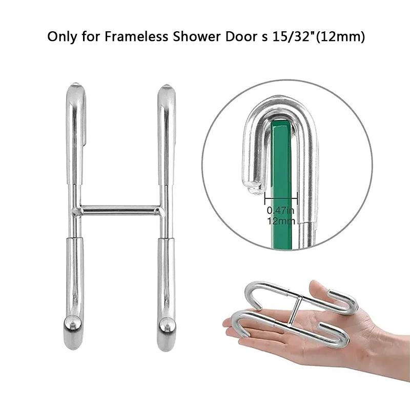 12*5*1.2cm Double S-shaped Hook 304 Stainless Steel Storage Hanger For Glass Door Type Shower Hook Kitchen/Bathroom Towel Rack