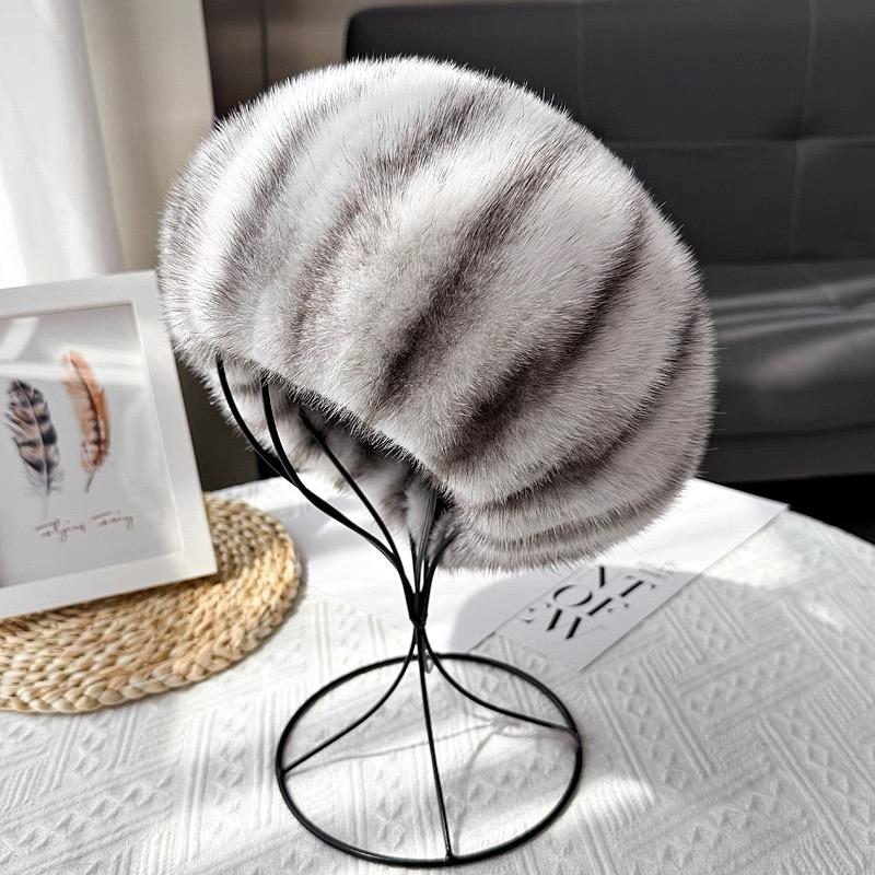 Luxury Women's Winter Bucket Hat Elegant Warm Fashion Real Mink Fur Cap for Casual Travel Cycling-Factory