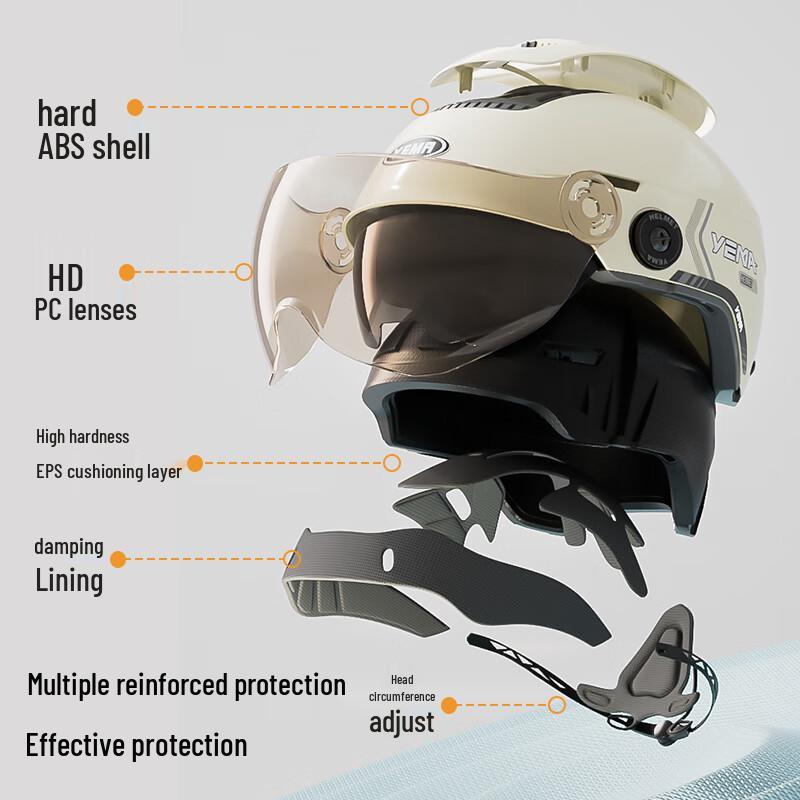 YEMA 370S Dual Visor All-Season Motorcycle & E-Bike Half Helmet