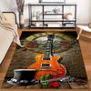"Rock Style Carpet with Guitar, Hat, Roses, Pistol, and Clock Design" Suitable for use as an anti-slip for living room bedroom sofas