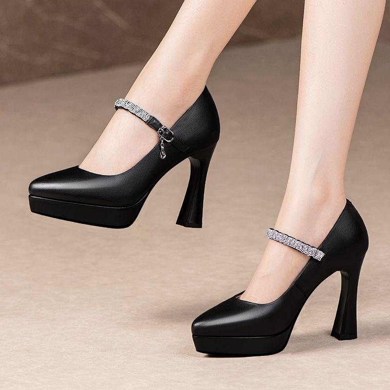 

Мода FHC 2024 Новые Кожаные Женские Туфли на Платформе, Туфли на Высоком Каблуке, Ремешок на Щиколотке с Передними Стразами, 34-40, Черный, Бежевый, Дропшиппинг 36