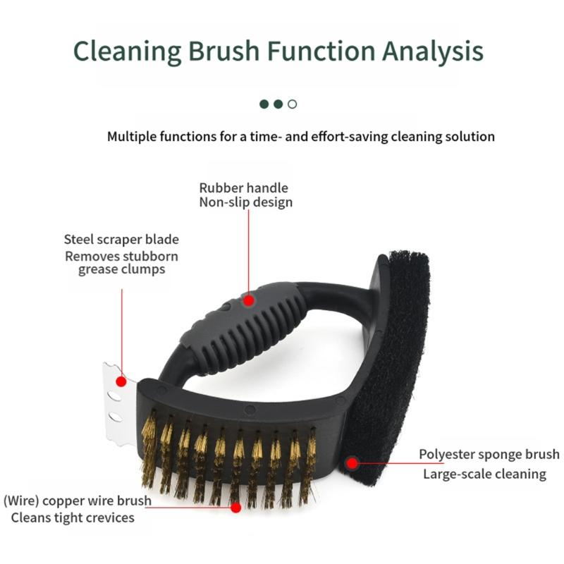 Right Angled Grill Brush With 3 Functions And Ergonomic Handle Scrapers Wire Bristles For Deep Cleaning BBQ Grates Tool