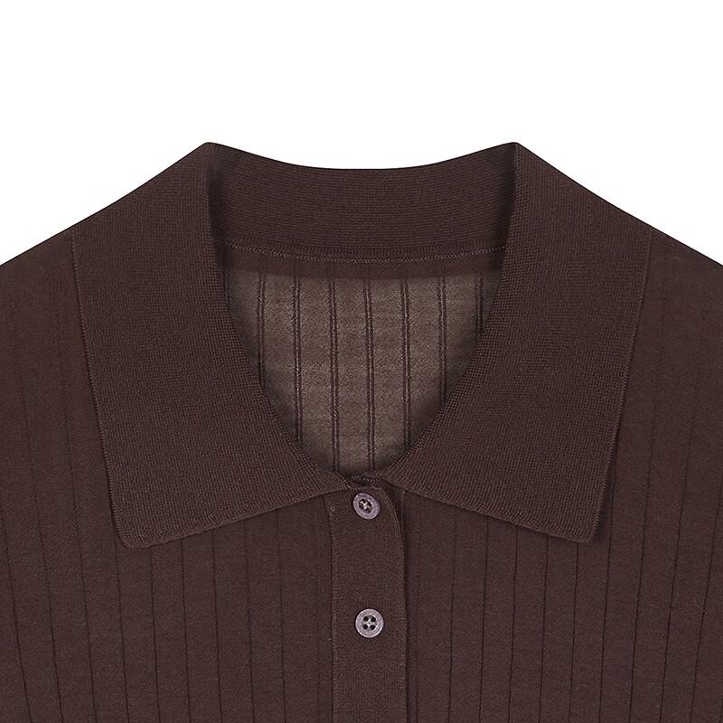 LESS 2025 Summer Straight-Fit Short Sleeve Knit Polo Shirt