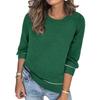 Women's Solid Color Round Neck Pullover Sweater Versatile Casual Knitted Top
