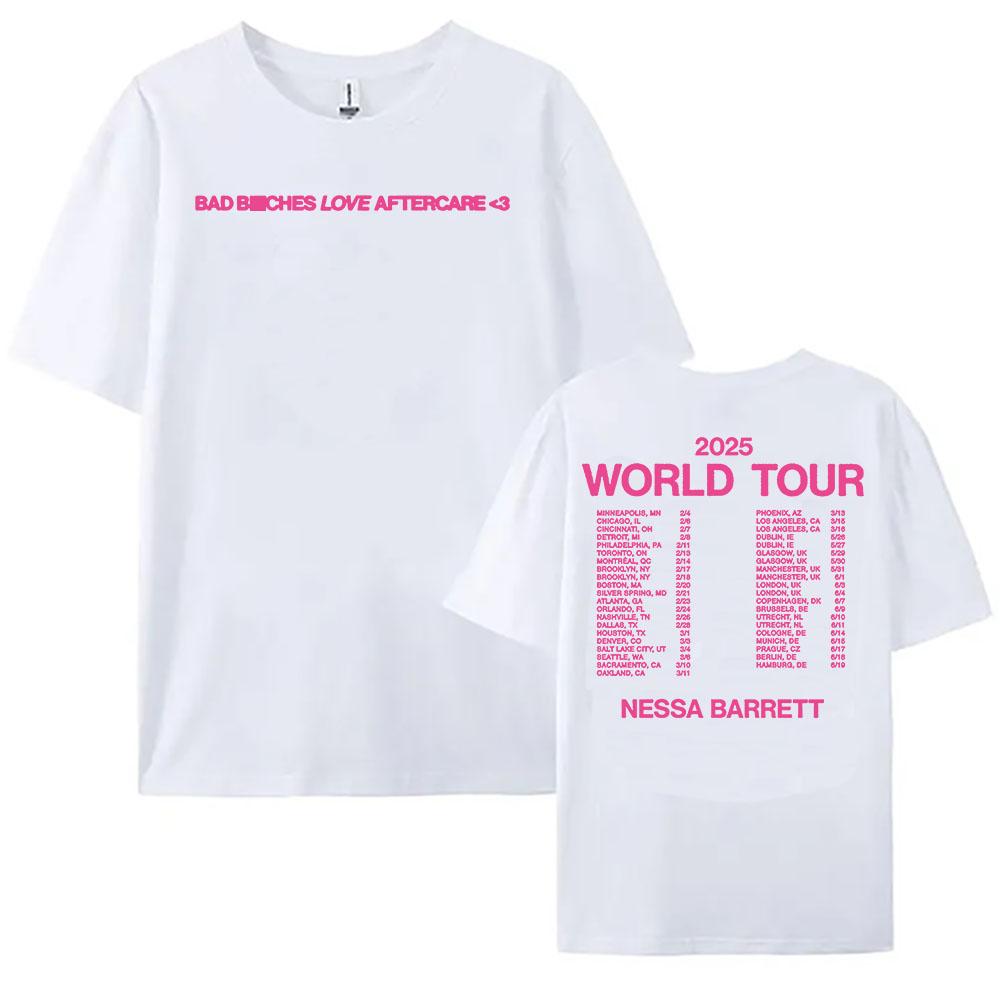 Nessa Barrett World Tour New Tshirts Aftercare Album Graphic Tshirt Cotton Short Sleeve Male T Shirt Singer Printing Tees
