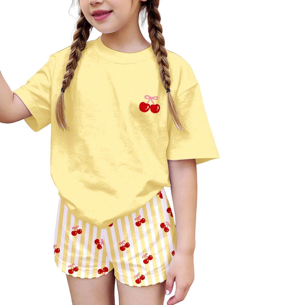 Children's Casual Short-sleeved Printed Short-sleeved Top And Shorts Two-piece Set